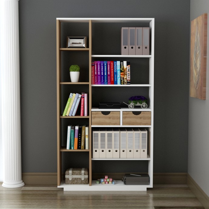 DAKIN ΒΙΒΛΙΟΘΗΚΗ ΜΕ ΣΥΡΤΑΡΙΑ 80X25X190ΕΚ ΛΕΥΚΟ-ΚΑΡΥΔΙ 