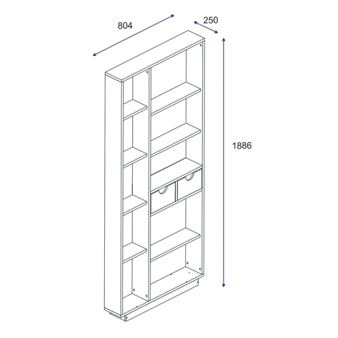 DAKIN ΒΙΒΛΙΟΘΗΚΗ ΜΕ ΣΥΡΤΑΡΙΑ 80X25X190ΕΚ ΛΕΥΚΟ-ΚΑΡΥΔΙ 