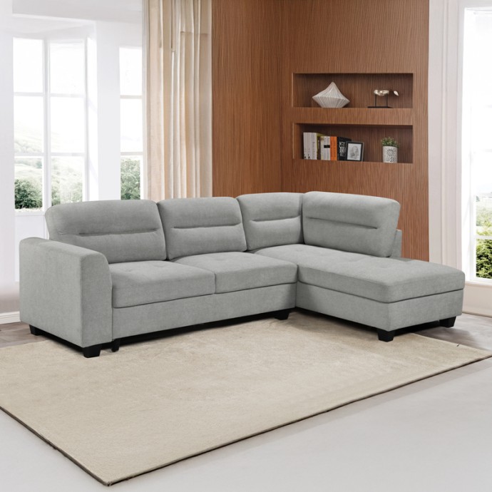 CAMILE ΓΩΝΙΑΚΟΣ ΚΑΝΑΠΕΣ 270X174X95ΕΚ ΔΕΞΙΟΣ ΥΦΑΣΜΑ ΑΝΘΡΑΚΙ 