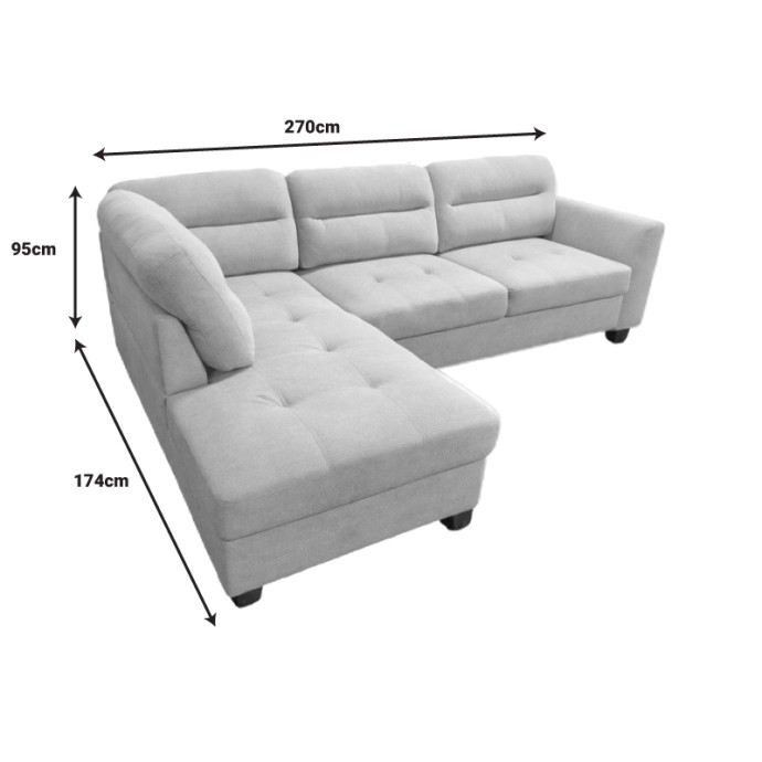 CAMILE ΓΩΝΙΑΚΟΣ ΚΑΝΑΠΕΣ 270X174X95ΕΚ ΔΕΞΙΟΣ ΥΦΑΣΜΑ ΜΠΕΖ 