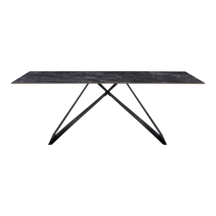 MEJA ΤΡΑΠΕΖΙ 200X100X76ΕΚ SINTERED STONE ΜΑΥΡΟ ΜΕ ΜΕΤΑΛΛΙΚΑ ΠΟΔΙΑ ΣΕ ΜΑΥΡΗ ΑΠΟΧΡΩΣΗ 
