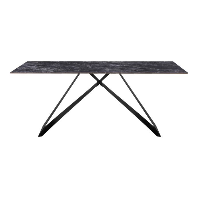MEJA ΤΡΑΠΕΖΙ 180X90X76ΕΚ SINTERED STONE ΜΑΥΡΟ ΜΕ ΜΕΤΑΛΛΙΚΑ ΠΟΔΙΑ ΣΕ ΜΑΥΡΗ ΑΠΟΧΡΩΣΗ 
