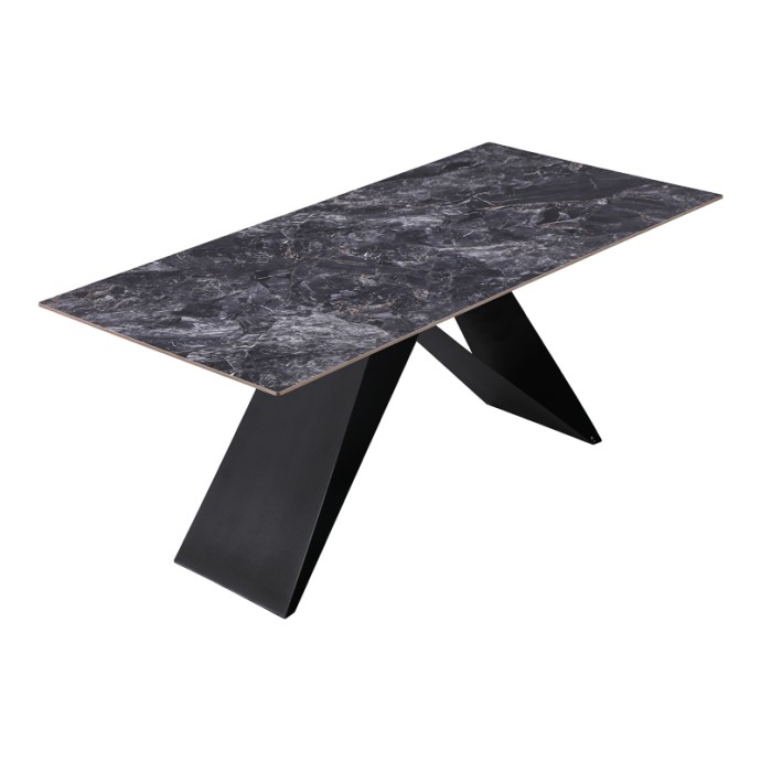 MEJA ΤΡΑΠΕΖΙ 180X90X76ΕΚ SINTERED STONE ΜΑΥΡΟ ΜΕ ΜΕΤΑΛΛΙΚΑ ΠΟΔΙΑ ΣΕ ΜΑΥΡΗ ΑΠΟΧΡΩΣΗ 