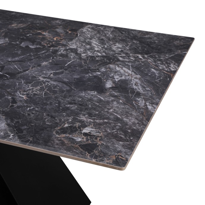 MEJA ΤΡΑΠΕΖΙ 180X90X76ΕΚ SINTERED STONE ΜΑΥΡΟ ΜΕ ΜΕΤΑΛΛΙΚΑ ΠΟΔΙΑ ΣΕ ΜΑΥΡΗ ΑΠΟΧΡΩΣΗ 
