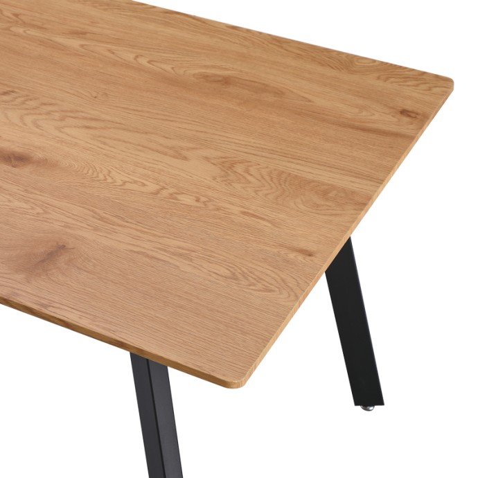 TOAFEL ΤΡΑΠΕΖΙ 140X80X75ΕΚ MDF ΦΥΣΙΚΗ ΑΠΟΧΡΩΣΗ/ ΜΑΥΡΑ ΜΕΤΑΛΛΙΚΑ ΠΟΔΙΑ 
