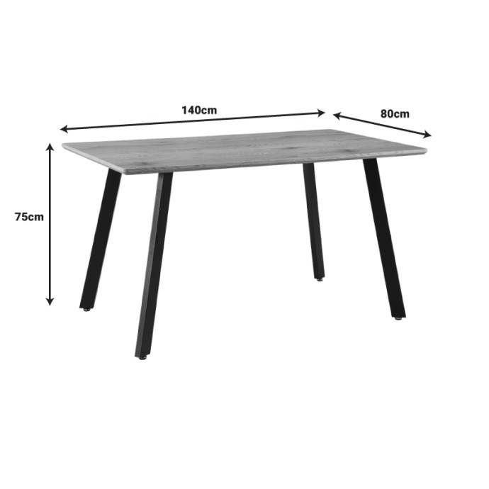 TOAFEL ΤΡΑΠΕΖΙ 140X80X75ΕΚ MDF ΦΥΣΙΚΗ ΑΠΟΧΡΩΣΗ/ ΜΑΥΡΑ ΜΕΤΑΛΛΙΚΑ ΠΟΔΙΑ 