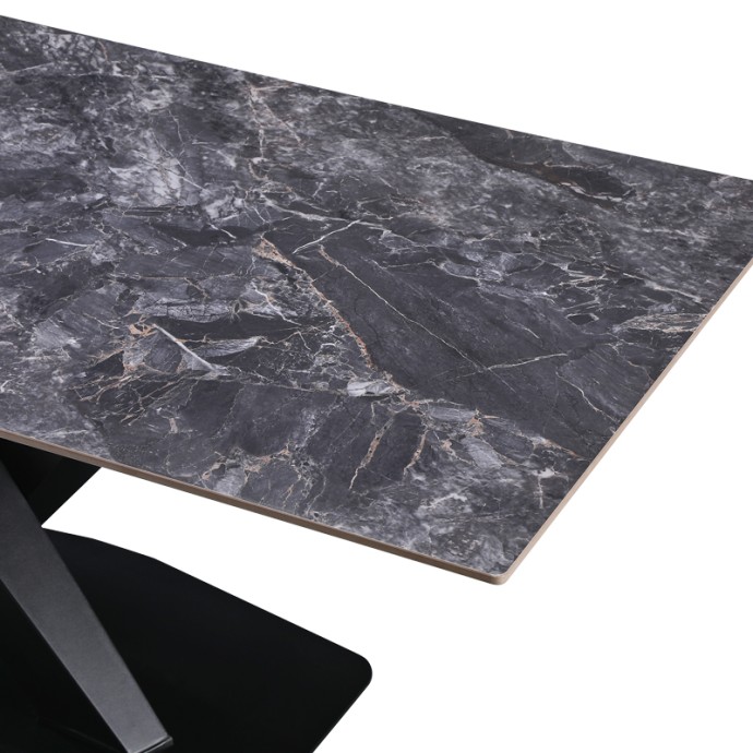 TAFEL ΤΡΑΠΕΖΙ 180X90X76ΕΚ SINTERED STONE ΜΑΥΡΟ ΜΕ ΜΕΤΑΛΛΙΚΑ ΠΟΔΙΑ ΣΕ ΜΑΥΡΗ ΑΠΟΧΡΩΣΗ 