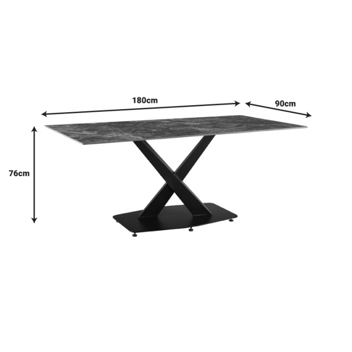 TAFEL ΤΡΑΠΕΖΙ 180X90X76ΕΚ SINTERED STONE ΜΑΥΡΟ ΜΕ ΜΕΤΑΛΛΙΚΑ ΠΟΔΙΑ ΣΕ ΜΑΥΡΗ ΑΠΟΧΡΩΣΗ 
