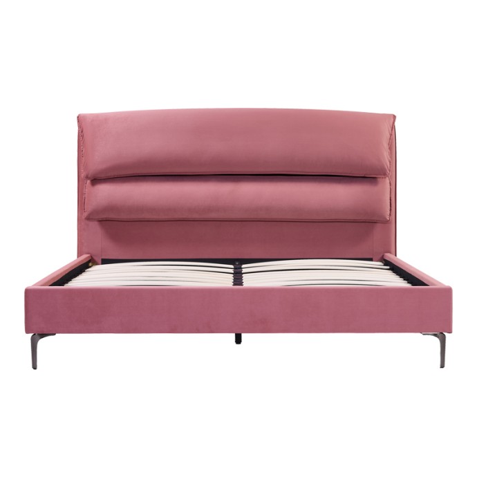 ARYNA ΚΡΕΒΑΤΙ 177x220xY122cm (ΓΙΑ ΣΤΡΩΜΑ 160X200ΕΚ) ΒΕΛΟΥΔΟ ΡΟΖ 