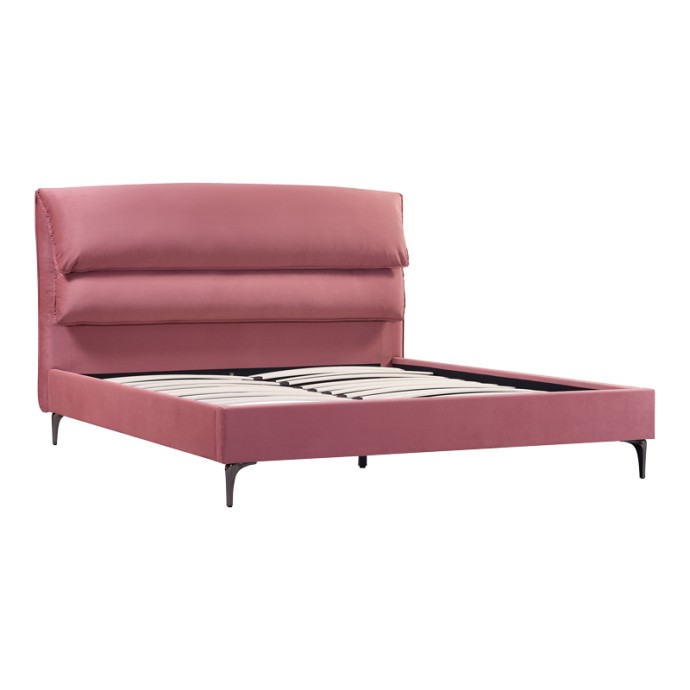ARYNA ΚΡΕΒΑΤΙ 177x220xY122cm (ΓΙΑ ΣΤΡΩΜΑ 160X200ΕΚ) ΒΕΛΟΥΔΟ ΡΟΖ 