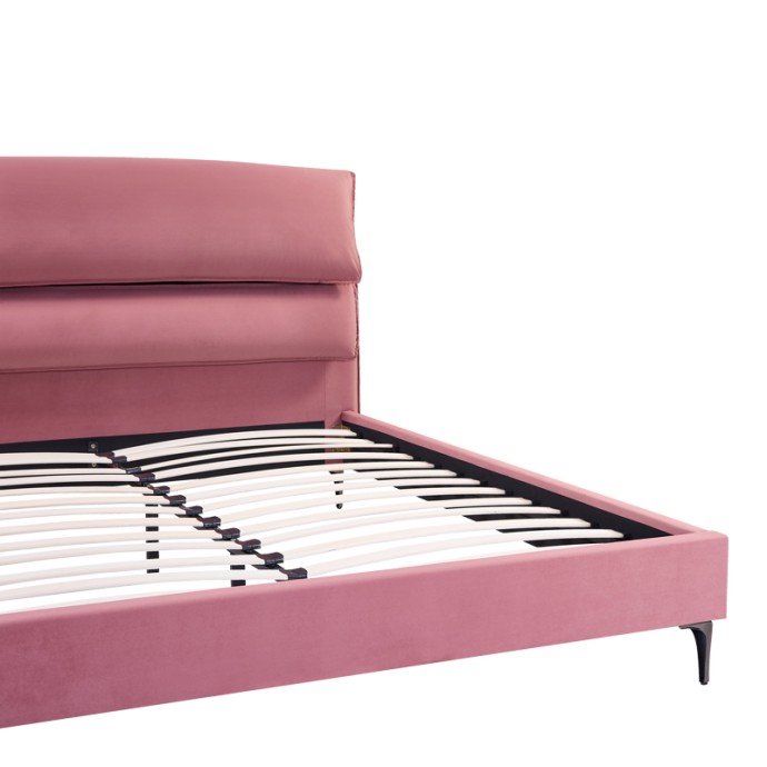 ARYNA ΚΡΕΒΑΤΙ 177x220xY122cm (ΓΙΑ ΣΤΡΩΜΑ 160X200ΕΚ) ΒΕΛΟΥΔΟ ΡΟΖ 