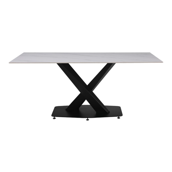 ΤΡΑΠΕΖΙ TAFEL 180X90X76ΕΚ SINTERED STONE ΛΕΥΚΟ ΜΕ ΜΕΤΑΛΛΙΚΑ ΠΟΔΙΑ ΣΕ ΜΑΥΡΗ ΑΠΟΧΡΩΣΗ 