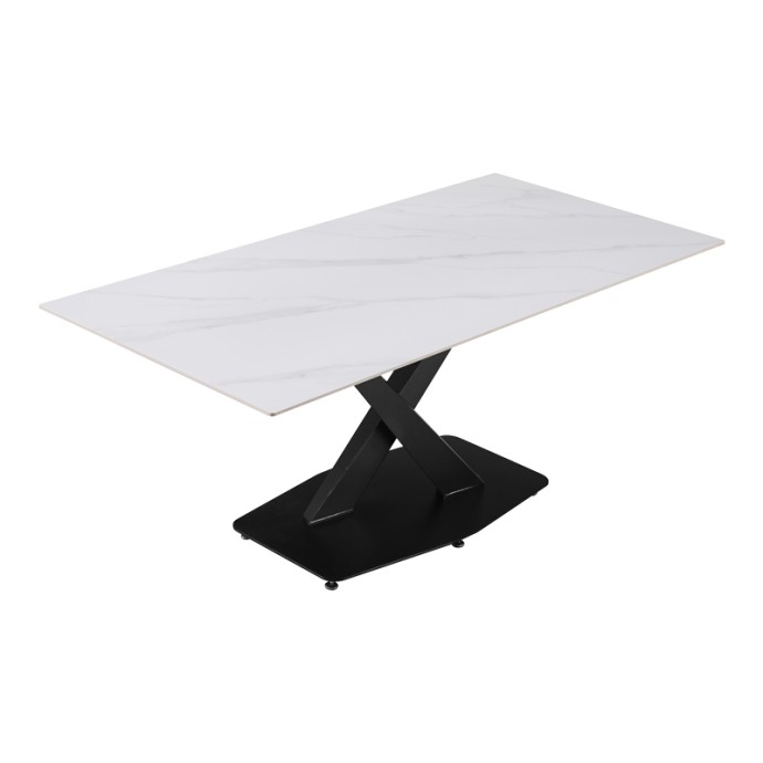 ΤΡΑΠΕΖΙ TAFEL 180X90X76ΕΚ SINTERED STONE ΛΕΥΚΟ ΜΕ ΜΕΤΑΛΛΙΚΑ ΠΟΔΙΑ ΣΕ ΜΑΥΡΗ ΑΠΟΧΡΩΣΗ 