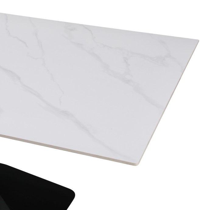 ΤΡΑΠΕΖΙ TAFEL 180X90X76ΕΚ SINTERED STONE ΛΕΥΚΟ ΜΕ ΜΕΤΑΛΛΙΚΑ ΠΟΔΙΑ ΣΕ ΜΑΥΡΗ ΑΠΟΧΡΩΣΗ 