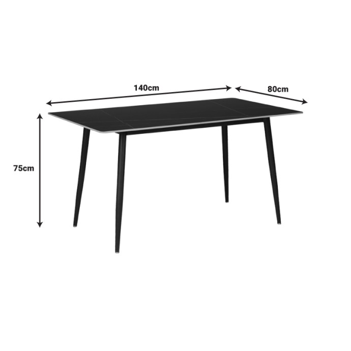 GUSTAS-BELLA ΤΡΑΠΕΖΑΡΙΑ ΣΕΤ 5ΤΜΧ 140X80X75ΕΚ ΑΝΘΡΑΚΙ ΜΕ ΜΑΥΡΟ ΜΑΡΜΑΡΟ
