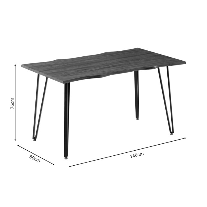 IZZAC ΤΡΑΠΕΖΙ 140x80x76εκ ΕΠΙΦΑΝΕΙΑ MDF ΚΑΡΥΔΙ-ΠΟΔΙ ΜΑΥΡΟ ΜΕΤΑΛΛΟ