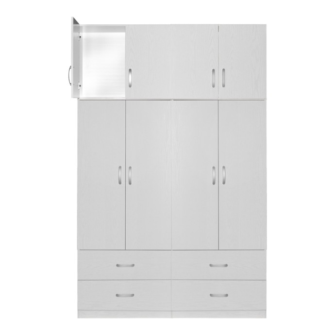 ZELIA A ΝΤΟΥΛΑΠΑ ΡΟΥΧΩΝ ΤΕΤΡΑΦΥΛΛΗ ΜΕ ΠΑΤΑΡΙ 158X42X240ΕΚ ΜΕ 4 ΣΥΡΤΑΡΙΑ ΛΕΥΚΟ 