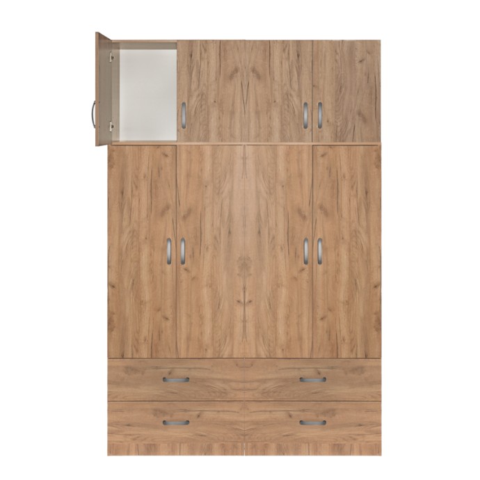 ZELIA B ΝΤΟΥΛΑΠΑ ΡΟΥΧΩΝ ΤΕΤΡΑΦΥΛΛΗ ΜΕ ΠΑΤΑΡΙ 158X42X240ΕΚ 4 ΣΥΡΤΑΡΙΑ OAK 