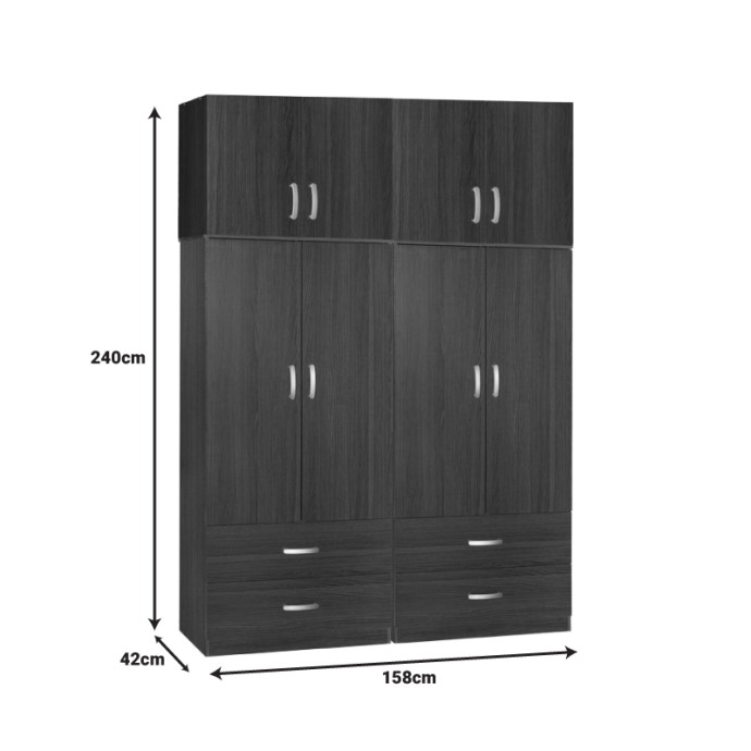 ZELIA C ΝΤΟΥΛΑΠΑ ΡΟΥΧΩΝ ΤΕΤΡΑΦΥΛΛΗ ΜΕ ΠΑΤΑΡΙ  158X42X240ΕΚ ΜΕ 4 ΣΥΡΤΑΡΙΑ WENGE 