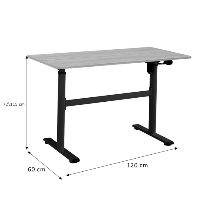 KARLA ΓΡΑΦΕΙΟ ΕΡΓΑΣΙΑΣ ΜΕ ΡΥΘΜΙΖΟΜΕΝΟ ΥΨΟΣ 1120x60x72/115εκ SONOMA-ΜΑΥΡΟ 
