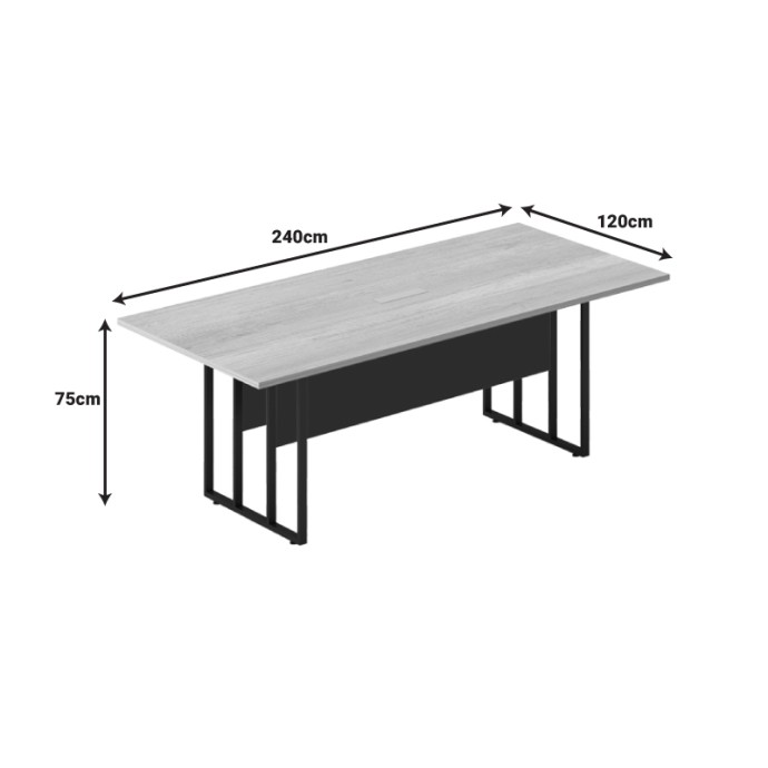 LOTUS ΤΡΑΠΕΖΙ ΣΥΝΕΔΡΙΑΣΕΩΝ 240X120X75ΕΚ ΜΕΤΑΛΛΟ-ΞΥΛΟ ΣΕ OAK-ΣΚΟΥΡΟ ΓΚΡΙ 