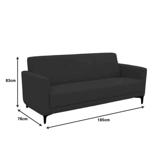 SIDICA ΤΡΙΘΕΣΙΟΣ ΚΑΝΑΠΕΣ 185X78X83ΕΚ PU ΜΑΥΡΗ 