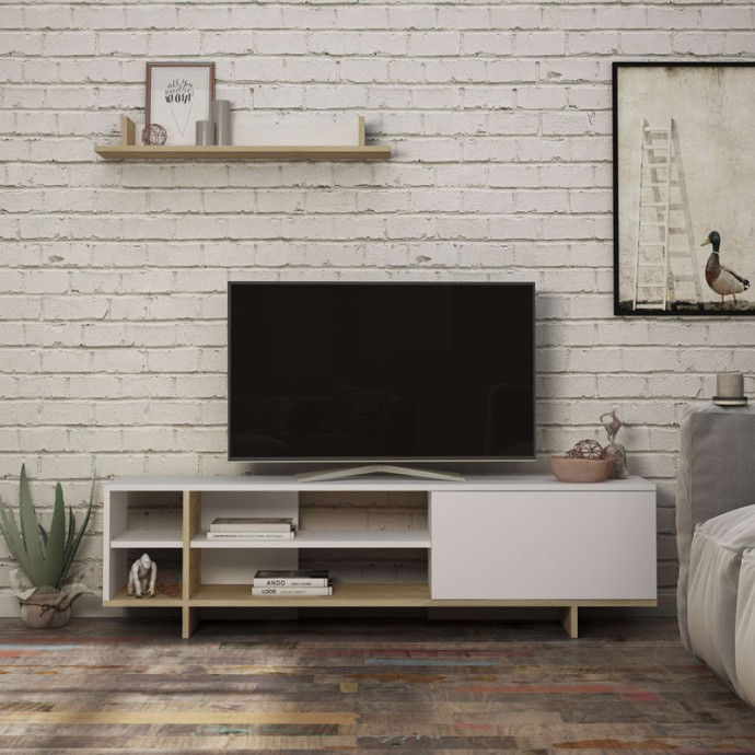 SALOON ΣΥΝΘΕΤΟ ΣΑΛΟΝΙΟΥ 160X35.5X44ΕΚ ΛΕΥΚ-OAK