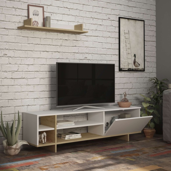 SALOON ΣΥΝΘΕΤΟ ΣΑΛΟΝΙΟΥ 160X35.5X44ΕΚ ΛΕΥΚ-OAK