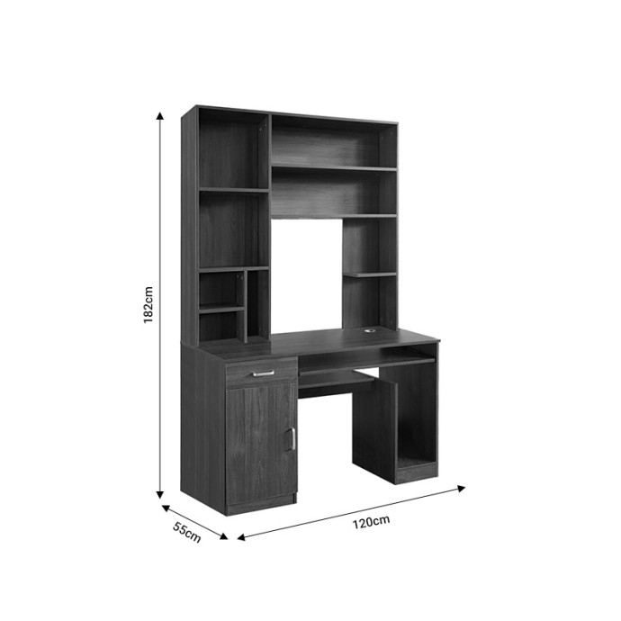 NOVELTY ΓΡΑΦΕΙΟ ΥΠΟΛΟΓΙΣΤΗ ΜΕ ΒΙΒΛΙΟΘΗΚΗ 120X55X182ΕΚ ΚΑΡΥΔΙ 