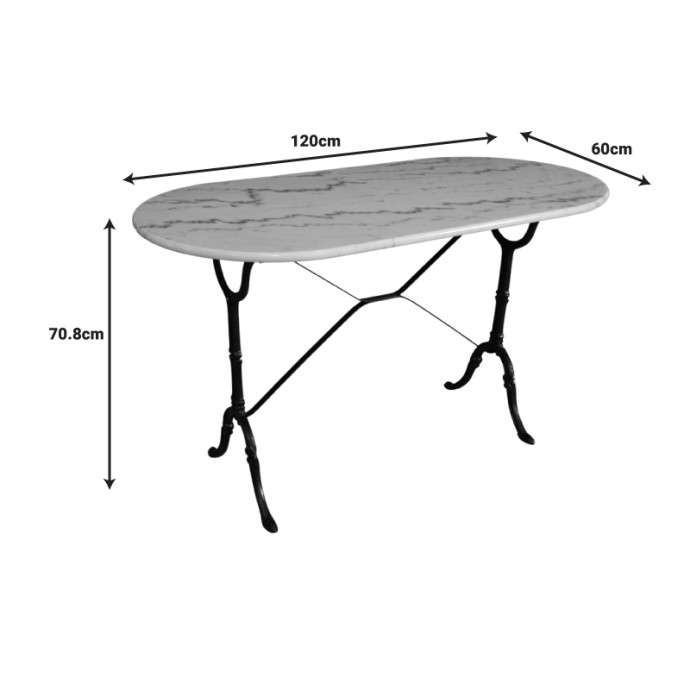 BALUTA ΤΡΑΠΕΖΙ ΜΑΡΜΑΡΙΝΟ 120X60X70.8ΕΚ ΜΑΝΤΕΜΙ ΛΕΥΚΟ-ΜΑΥΡΟ 
