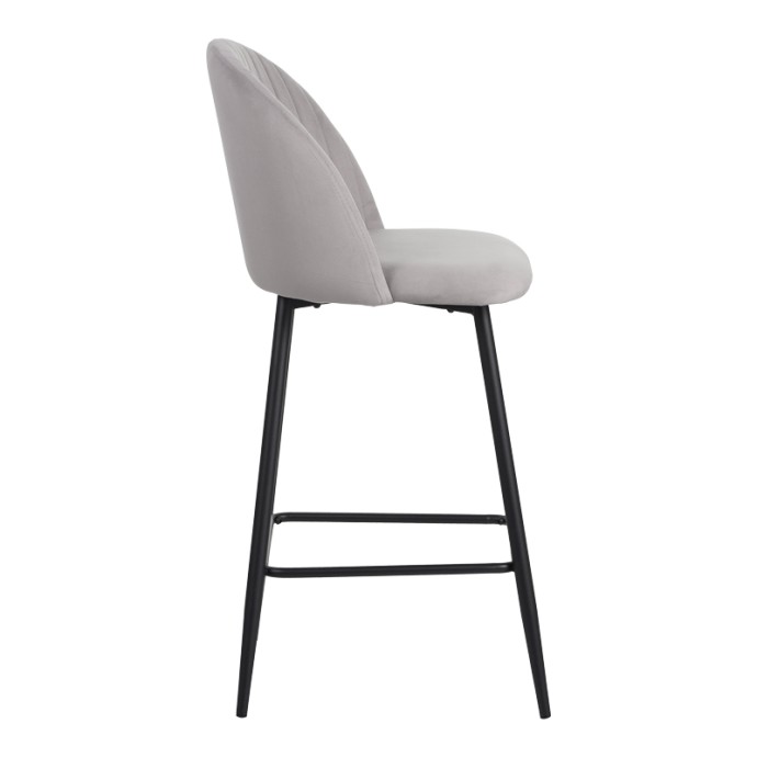 BAROW ΣΚΑΜΠΟ ΜΠΑΡ 53X46.5X96.5 ΒΕΛΟΥΔΟ ΑΝΟΙΧΤΟ ΓΚΡΙ ΚΑΙ ΜΑΥΡΑ ΜΕΤΑΛΛΙΚΑ ΠΟΔΙΑ 