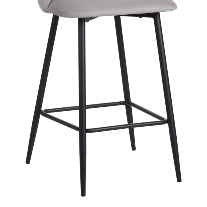 BAROW ΣΚΑΜΠΟ ΜΠΑΡ 53X46.5X96.5 ΒΕΛΟΥΔΟ ΑΝΟΙΧΤΟ ΓΚΡΙ ΚΑΙ ΜΑΥΡΑ ΜΕΤΑΛΛΙΚΑ ΠΟΔΙΑ 