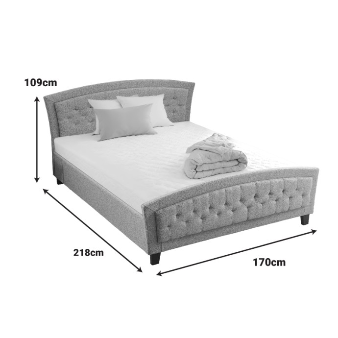 CAMARO ΚΡΕΒΑΤΙ 170x218xY109cm (ΓΙΑ ΣΤΡΩΜΑ 160X200ΕΚ) ΥΦΑΣΜΑ ΓΚΡΙ 