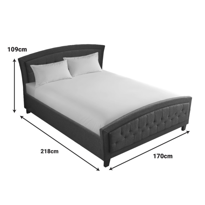CAMARO ΚΡΕΒΑΤΙ ΔΙΠΛΟ 170x218xY109cm (ΓΙΑ ΣΤΡΩΜΑ 160X200ΕΚ) ΥΦΑΣΜΑ ΑΝΘΡΑΚΙ 