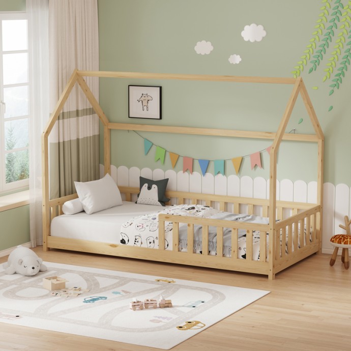 ΠΑΙΔΙΚΟ ΚΡΕΒΑΤΙ CALLAN Τ.MONTESSORI ΜΕ ΚΙΓΚΛΙΔΩΜΑ ΞΥΛΟ ΠΕΥΚΟΥ ΣΕ ΦΥΣΙΚΗ ΑΠΟΧΡΩΣΗ 90X190ΕΚ