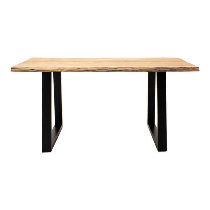 MILES SLIM ΤΡΑΠΕΖΙ 180X90X76ΕΚ ΜΑΣΙΦ ΞΥΛΟ ΑΚΑΚΙΑΣ ΣΕ ΦΥΣΙΚΗ ΑΠΟΧΡΩΣΗ ΜΕ ΜΑΥΡΑ ΜΕΤΑΛΛΙΚΑ ΠΟΔΙΑ 