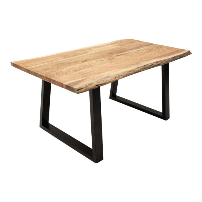 MILES SLIM ΤΡΑΠΕΖΙ 180X90X76ΕΚ ΜΑΣΙΦ ΞΥΛΟ ΑΚΑΚΙΑΣ ΣΕ ΦΥΣΙΚΗ ΑΠΟΧΡΩΣΗ ΜΕ ΜΑΥΡΑ ΜΕΤΑΛΛΙΚΑ ΠΟΔΙΑ 