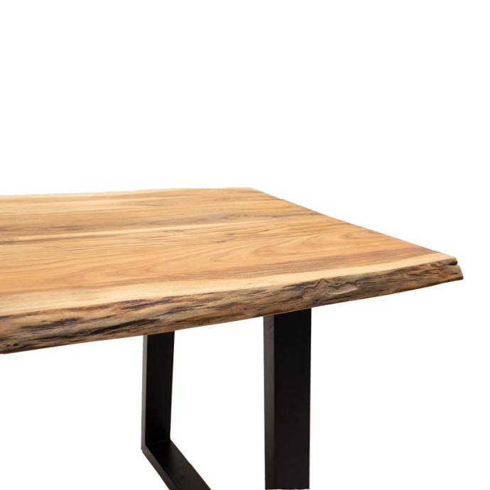 MILES SLIM ΤΡΑΠΕΖΙ 180X90X76ΕΚ ΜΑΣΙΦ ΞΥΛΟ ΑΚΑΚΙΑΣ ΣΕ ΦΥΣΙΚΗ ΑΠΟΧΡΩΣΗ ΜΕ ΜΑΥΡΑ ΜΕΤΑΛΛΙΚΑ ΠΟΔΙΑ 