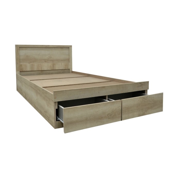 OLYMPUS ΚΡΕΒΑΤΙ ΜΟΝΟ (ΓΙΑ ΣΤΡΩΜΑ 100X200ΕΚ) ΜΕ ΣΥΡΤΑΡΙ CASTILLO-OAK 