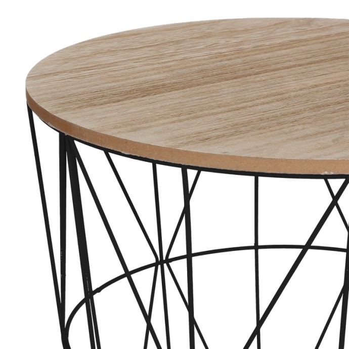 KUMI ΒΟΗΘΗΤΙΚΟ ΤΡΑΠΕΖΙ Φ40X41ΕΚ MDF ΕΠΙΦΑΝΕΙΑ OAK ΚΑΙ ΜΕΤΑΛΛΟ ΣΕ ΜΑΥΡΗ ΑΠΟΧΡΩΣΗ 