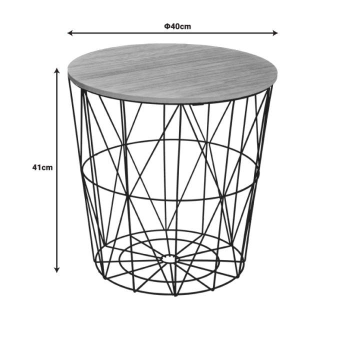 KUMI ΒΟΗΘΗΤΙΚΟ ΤΡΑΠΕΖΙ Φ40X41ΕΚ MDF ΕΠΙΦΑΝΕΙΑ OAK ΚΑΙ ΜΕΤΑΛΛΟ ΣΕ ΜΑΥΡΗ ΑΠΟΧΡΩΣΗ 