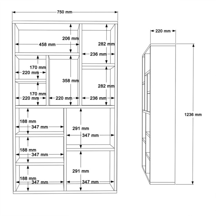 BOTECA ΒΙΒΛΙΟΘΗΚΗ 10ΘΕΣΕΩΝ 75X22X123.6ΕΚ ΦΥΣΙΚΟ-ΛΕΥΚΟ
