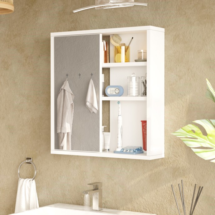 ΝΤΟΥΛΑΠΙ ΜΠΑΝΙΟΥ BAGNO ΜΕ ΚΑΘΡΕΠΤΗ 60X14.5X63.6ΕΚ ΛΕΥΚΟ