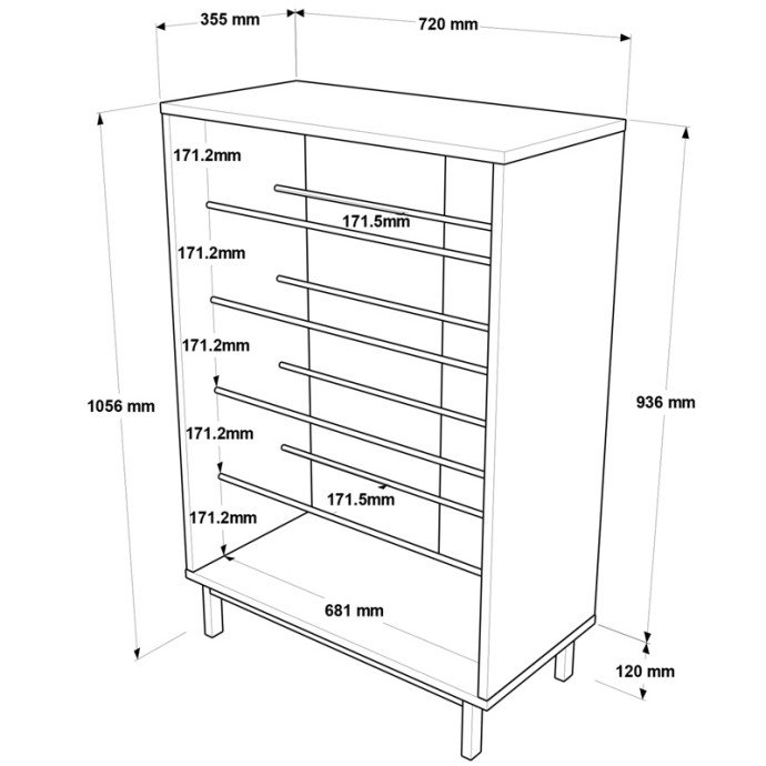 KINGA ΠΑΠΟΥΤΣΟΘΗΚΗ 5ΡΑΦΙΩΝ 72X35.5X105.6ΕΚ ΛΕΥΚΗ 
