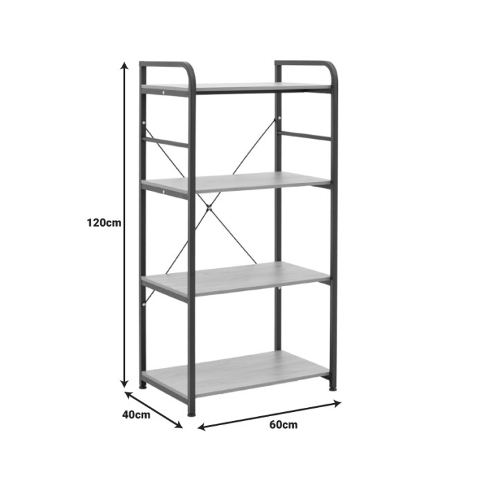 DEPO ΡΑΦΙΕΡΑ ΕΠΙΔΑΠΕΔΙΑ 60X40X120ΕΚ ΜΕΤΑΛΛΟ ΜΑΥΡΟ-MDF OAK 