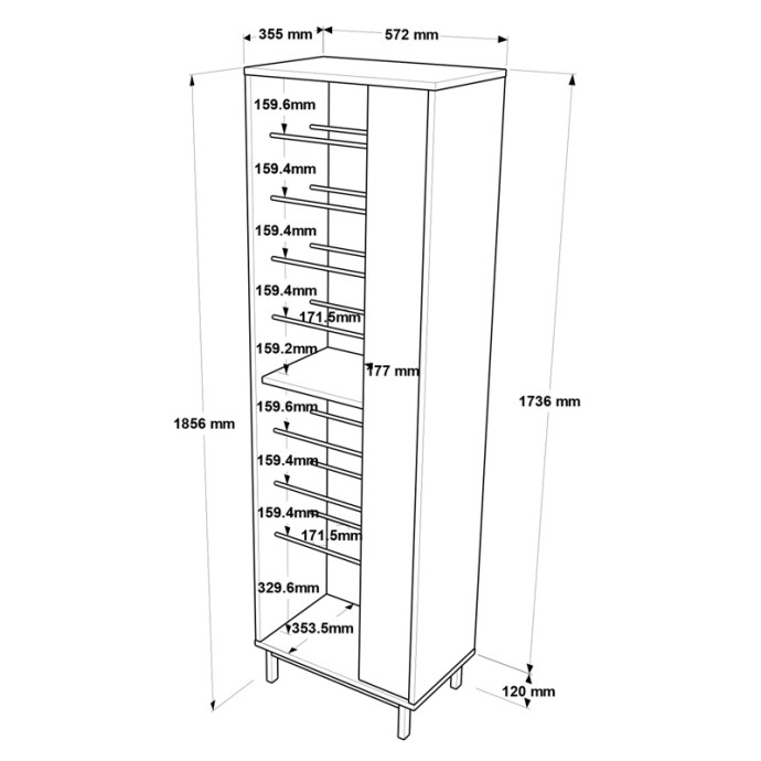 SCARPIERA ΠΑΠΟΥΤΣΟΘΗΚΗ 9ΘΕΣΕΩΝ 57.2X35.5X185.6ΕΚ ΦΥΣΙΚΟ-ΛΕΥΚΟ 