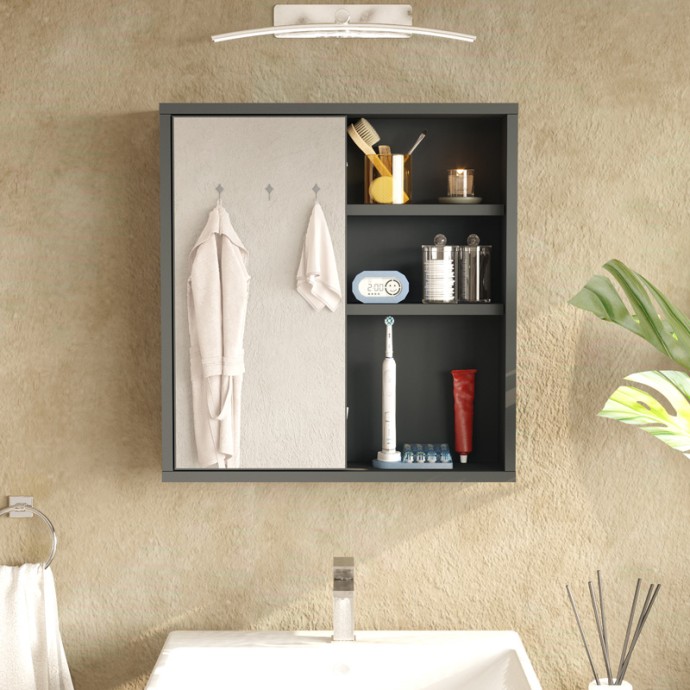 BAGNO ΝΤΟΥΛΑΠΙ ΜΠΑΝΙΟΥ ΜΕ ΚΑΘΡΕΠΤΗ 60X14.5X63.6ΕΚ ΑΝΘΡΑΚΙ 