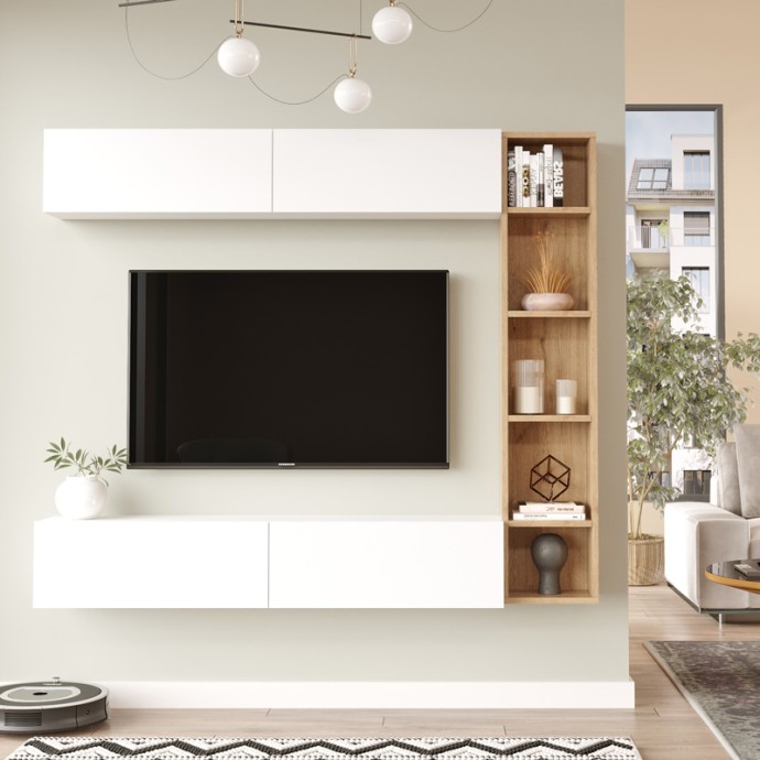 COMPO ΣΥΝΘΕΣΗ ΣΑΛΟΝΙΟΥ ΕΠΙΤΟΙΧΙΟ 169,10X25,8X143.5ΕΚ ΦΥΣΙΚΟ-ΛΕΥΚΟ