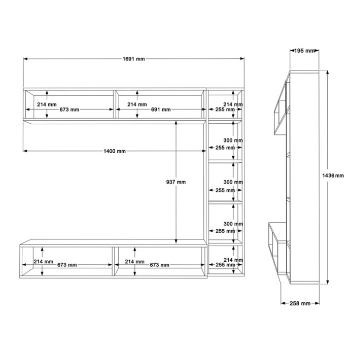 COMPO ΣΥΝΘΕΣΗ ΣΑΛΟΝΙΟΥ ΕΠΙΤΟΙΧΙΟ 169,10X25,8X143.5ΕΚ ΦΥΣΙΚΟ-ΛΕΥΚΟ