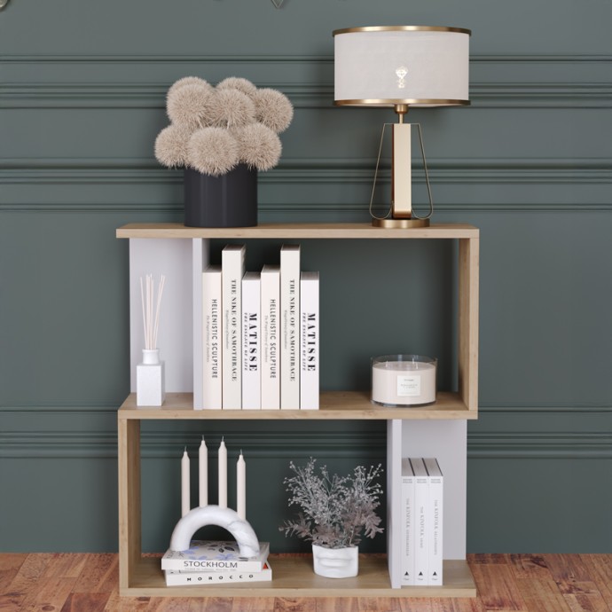 KADU ΒΙΒΛΙΟΘΗΚΗ-ΡΑΦΙΕΡΑ ΔΑΠΕΔΟΥ 72X22X71ΕΚ OAK-ΛΕΥΚΟ 